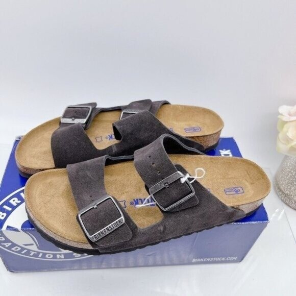 Birkenstock Arizona Soft Footbed Velvet Gray Suede EU 43 Men US 10- 10.5 Regular - Picture 1 of 10